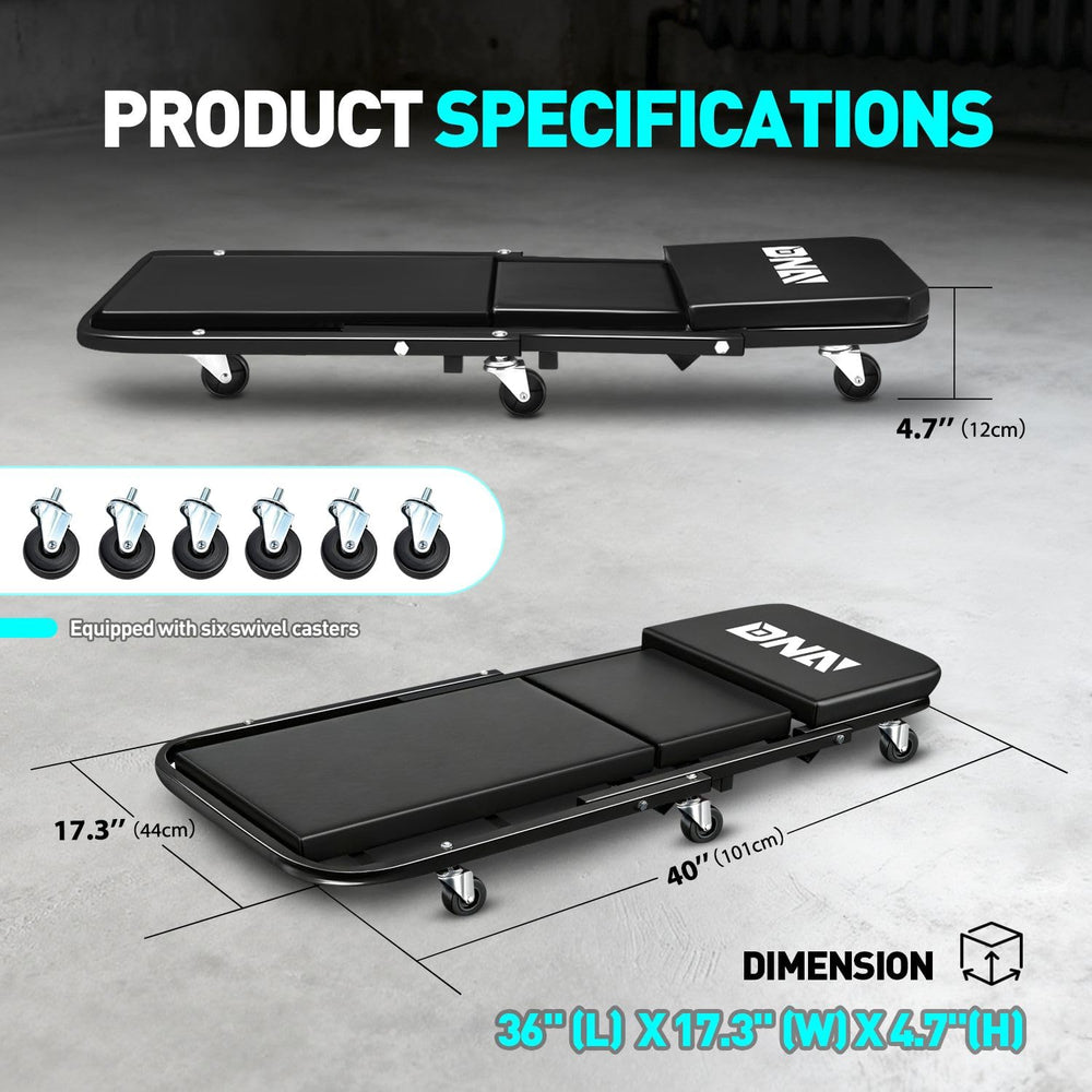 DNA Motoring six swivel casters detail for smooth shop mobility