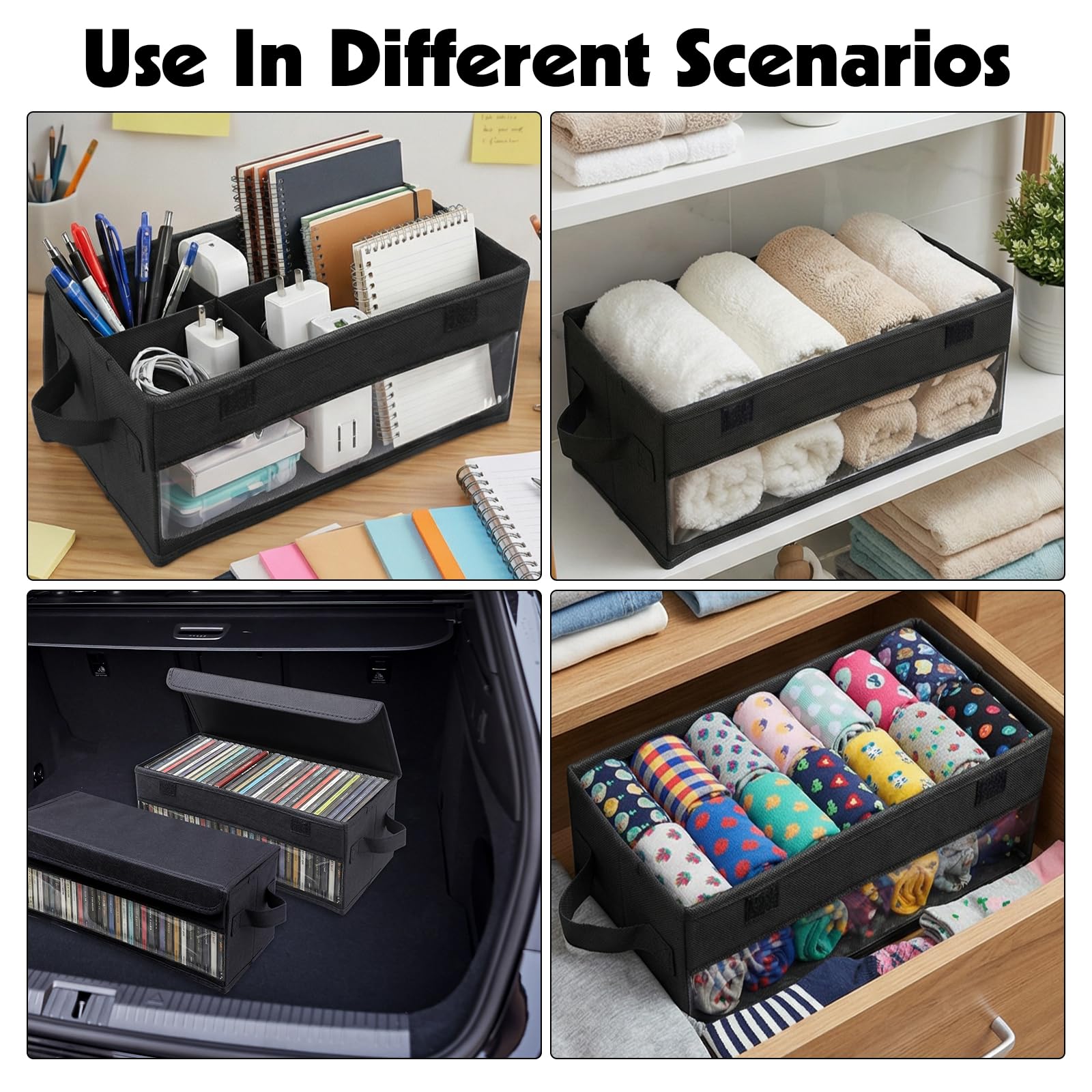Dntorx in a desk setting organizing CDs and small office items neatly
