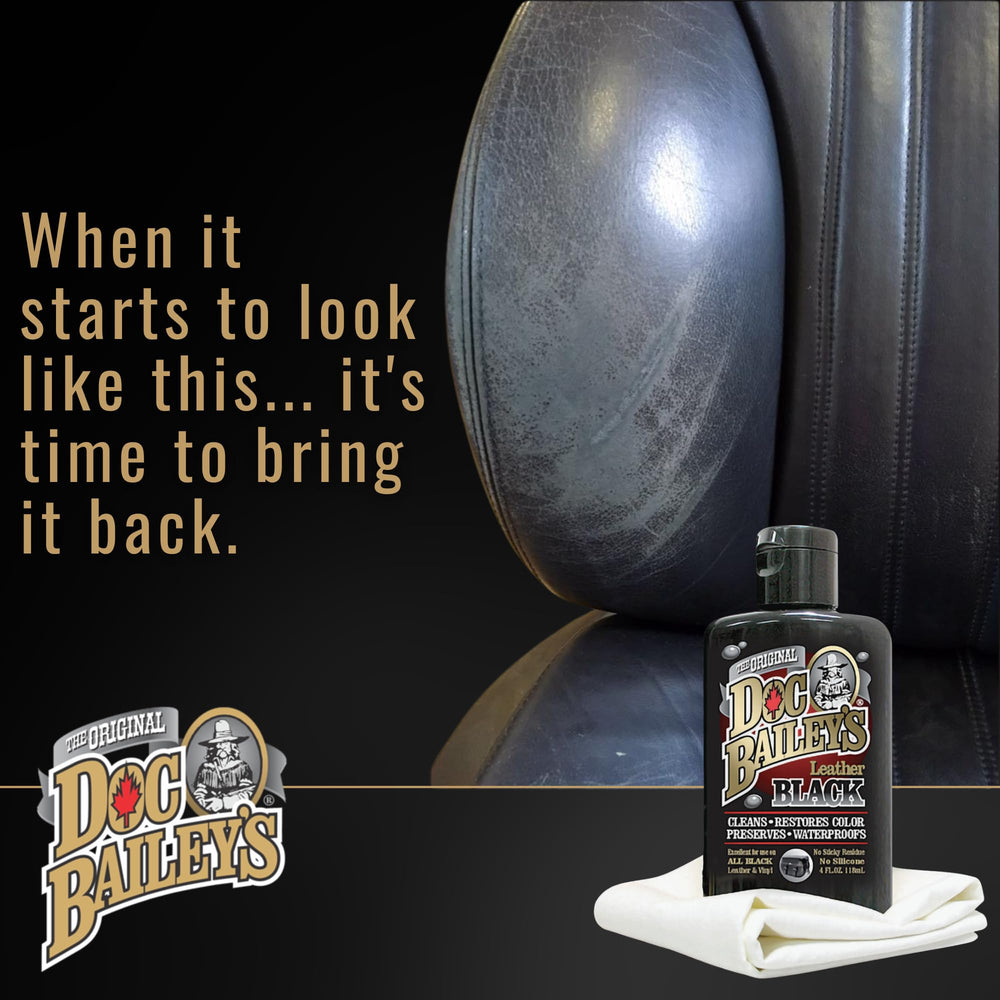Doc Baileys 4 oz bottle with applicator and cloth for compact leather repair