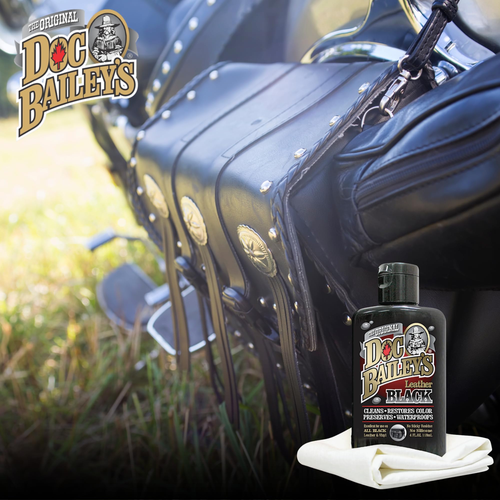 Doc Baileys close-up of restored leather grain showing improved texture and protection