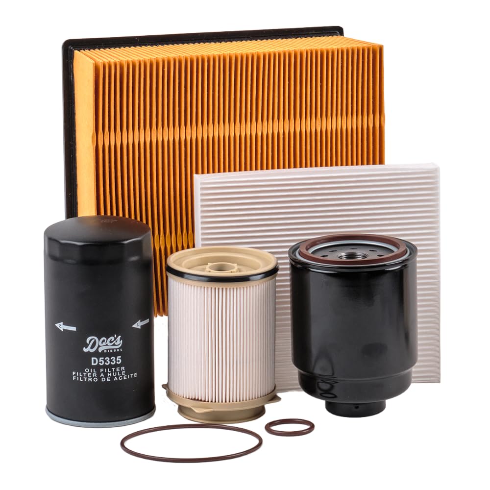 Doc's Diesel kit front packaging showing all included filters and easy service benefit