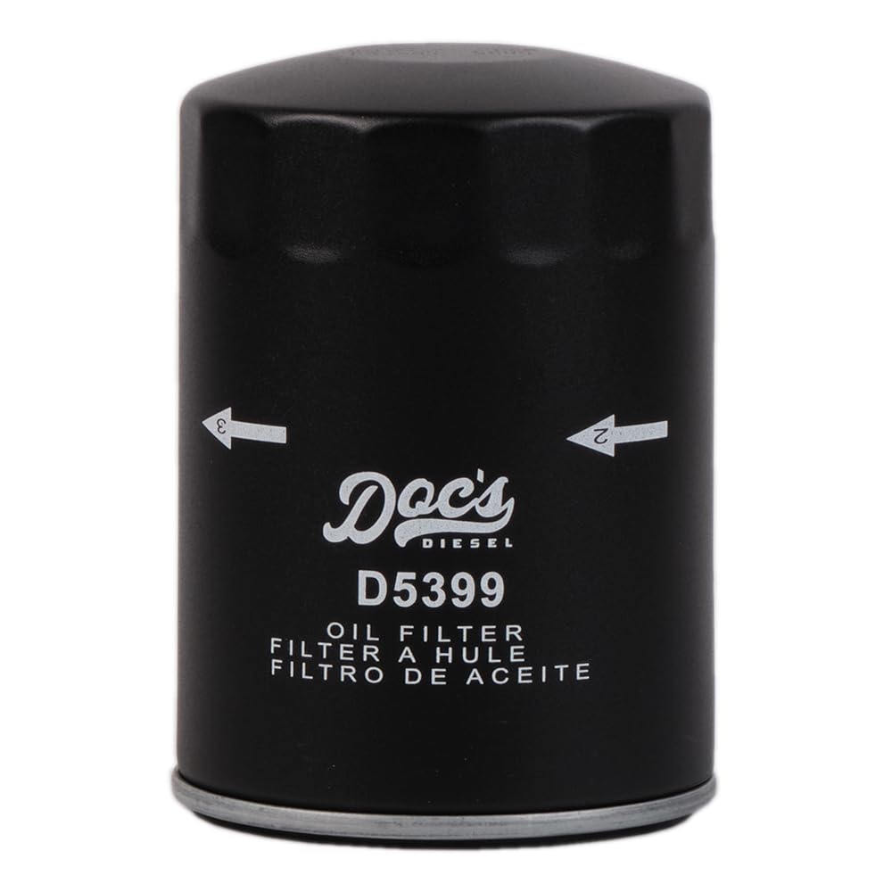 Doc's Diesel oil filter thread detail highlighting gasket and secure fit benefit