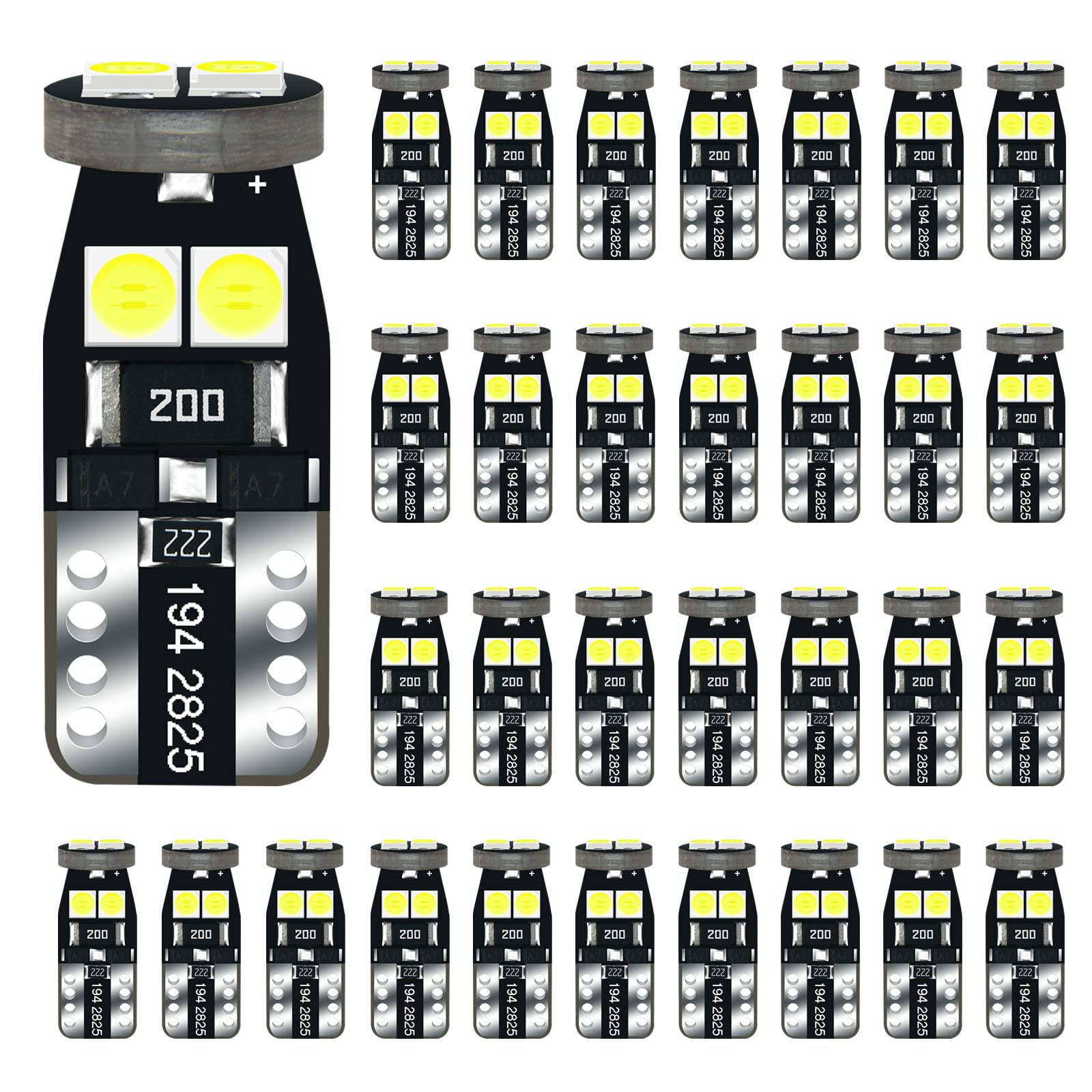 DODOFUN front profile of T10 LED showing compact wedge fit and bright output