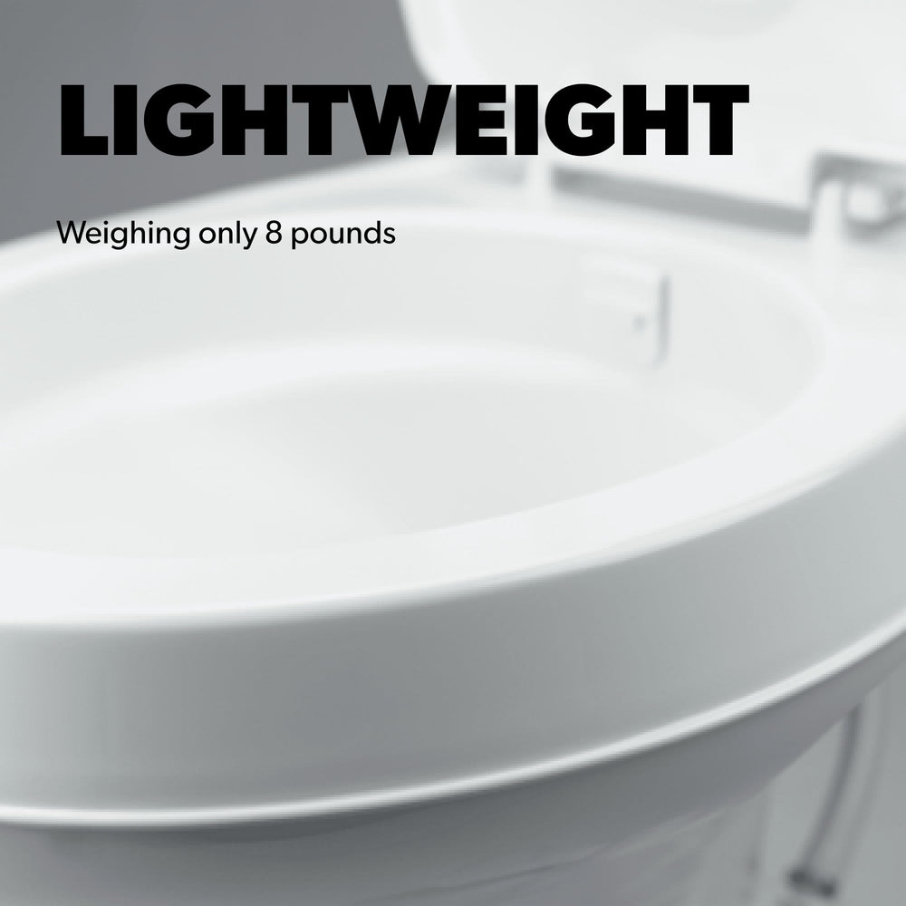 Dometic scale comparison showing compact footprint and lightweight polypropylene build