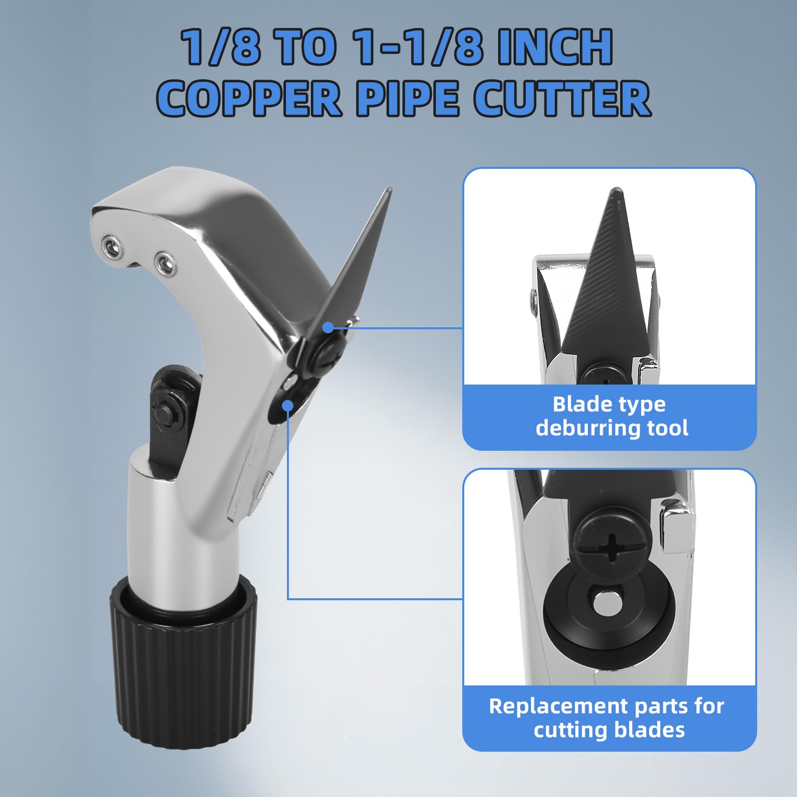 DOMINOX oversized feed screw and handle emphasizing easier rotation and comfort