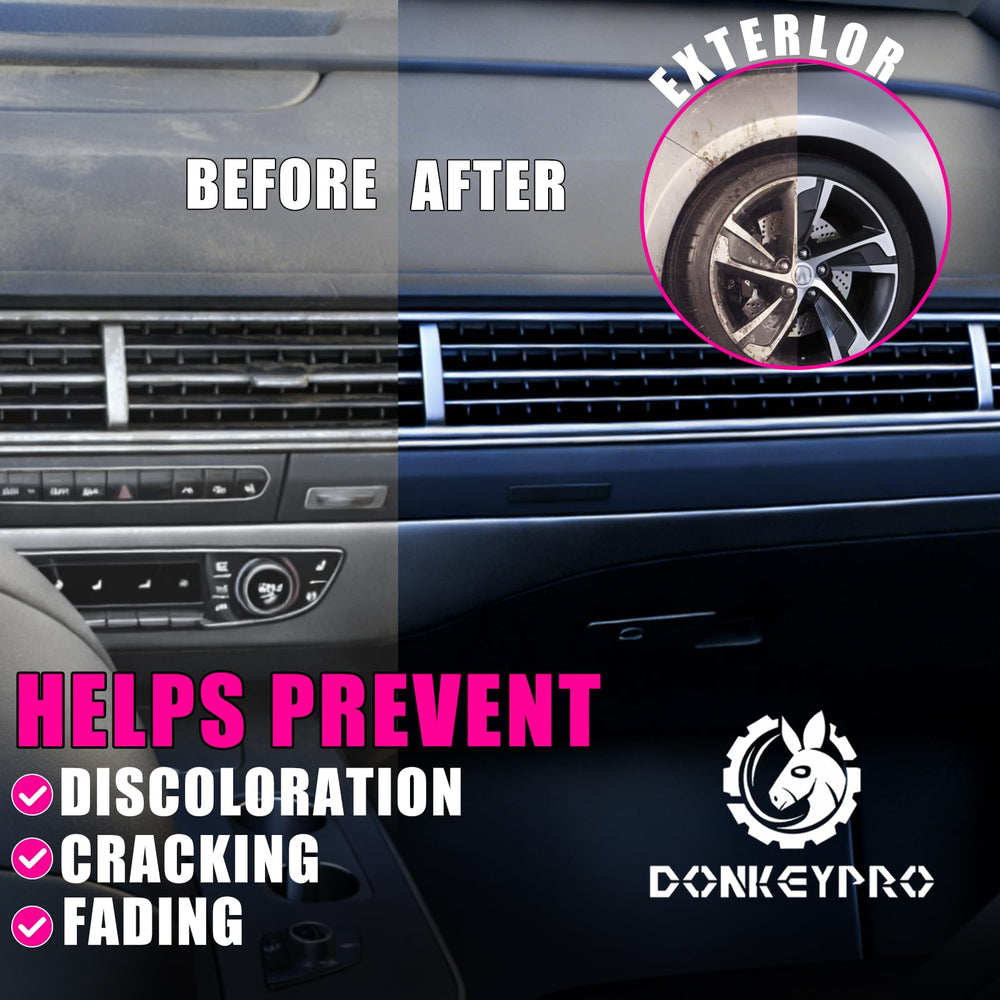 DONKEYPRO close-up on textured plastic demonstrating restored clarity benefit