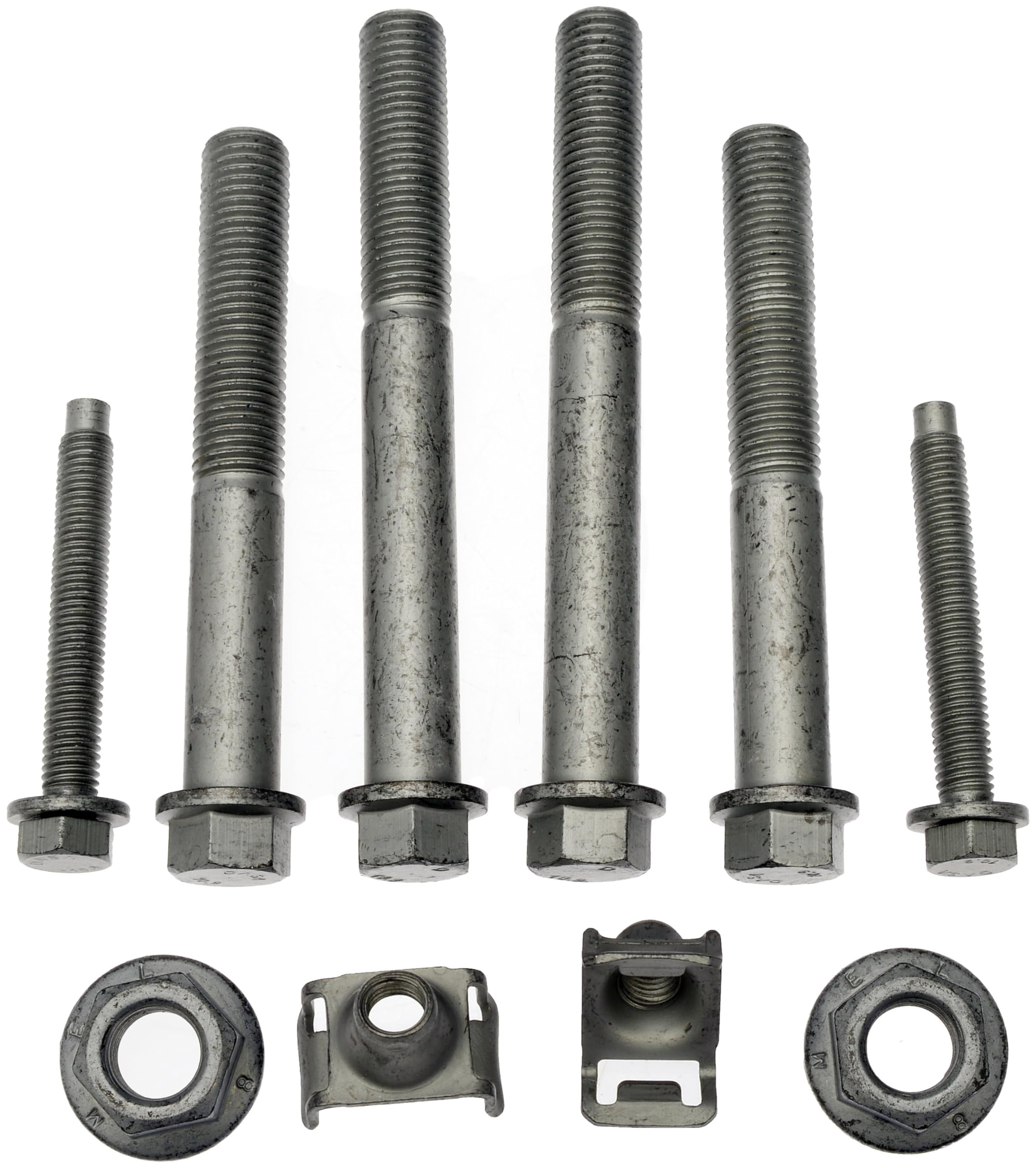 Dorman bolts beside ruler for scale illustrating correct size match and ease of selection