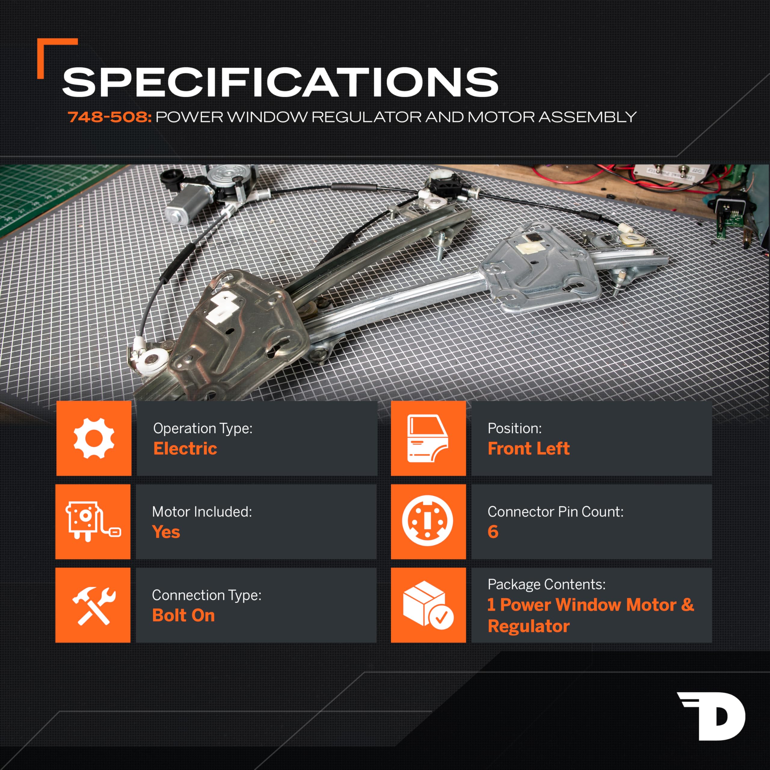 Dorman 748-508 close-up of regulator motor showing durable components