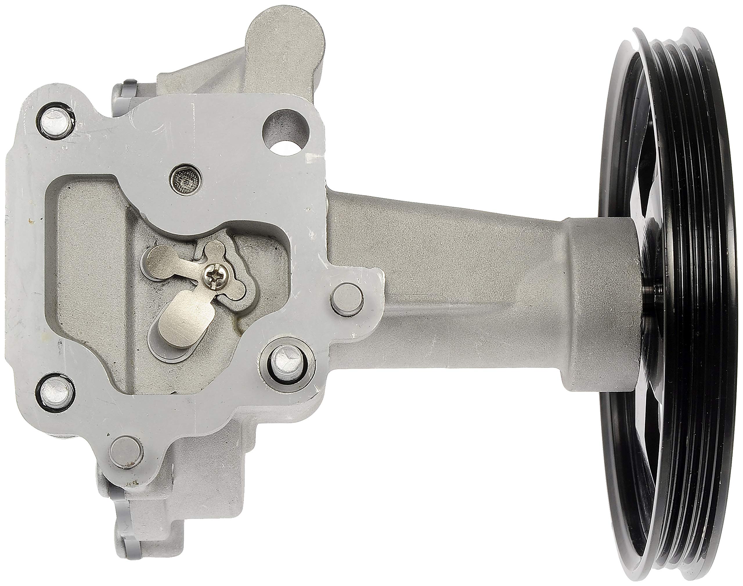 Dorman pump beside hand for scale indicating compact replacement size