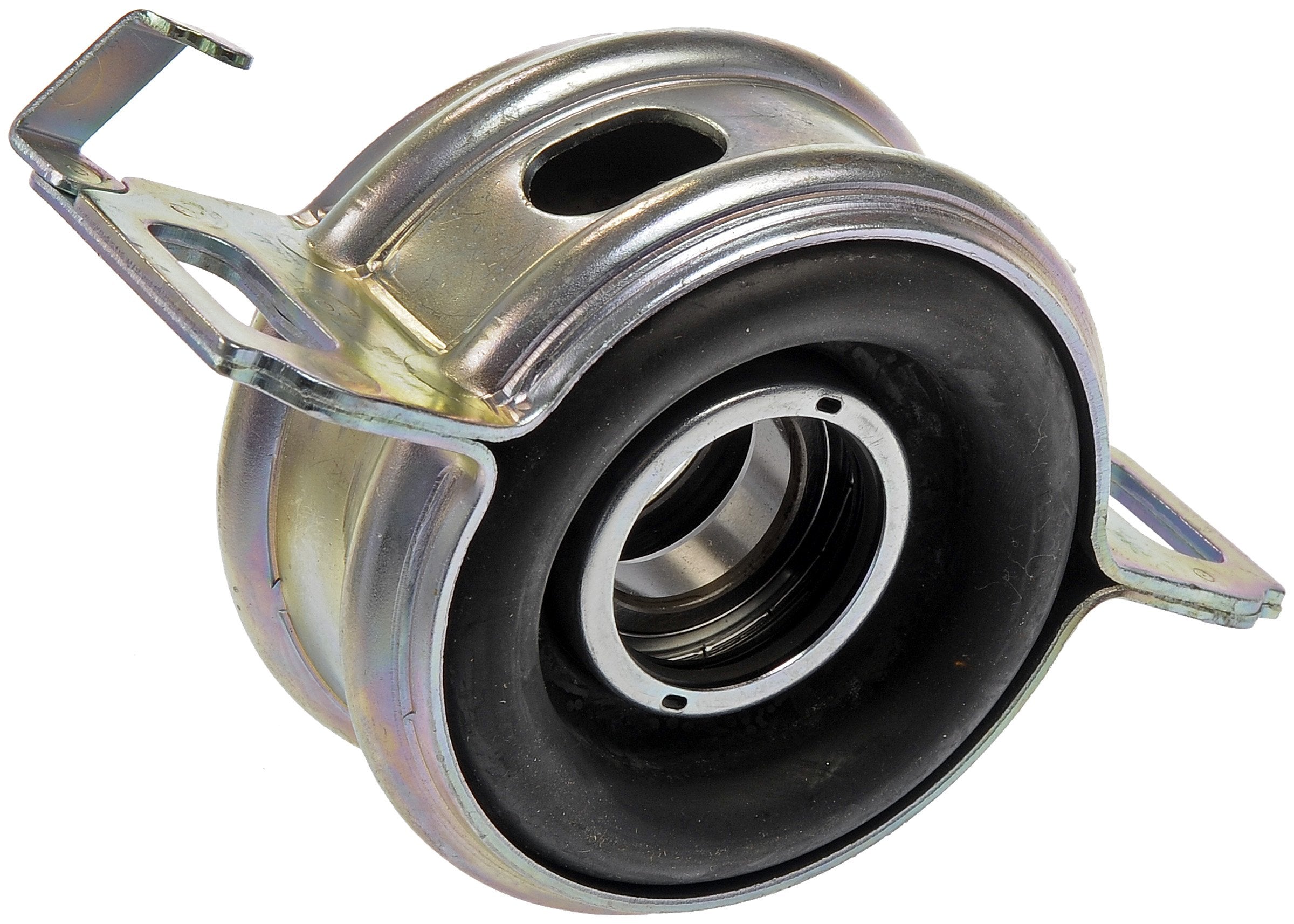 Dorman front view of center support bearing showing mounting bolts and fitment benefit