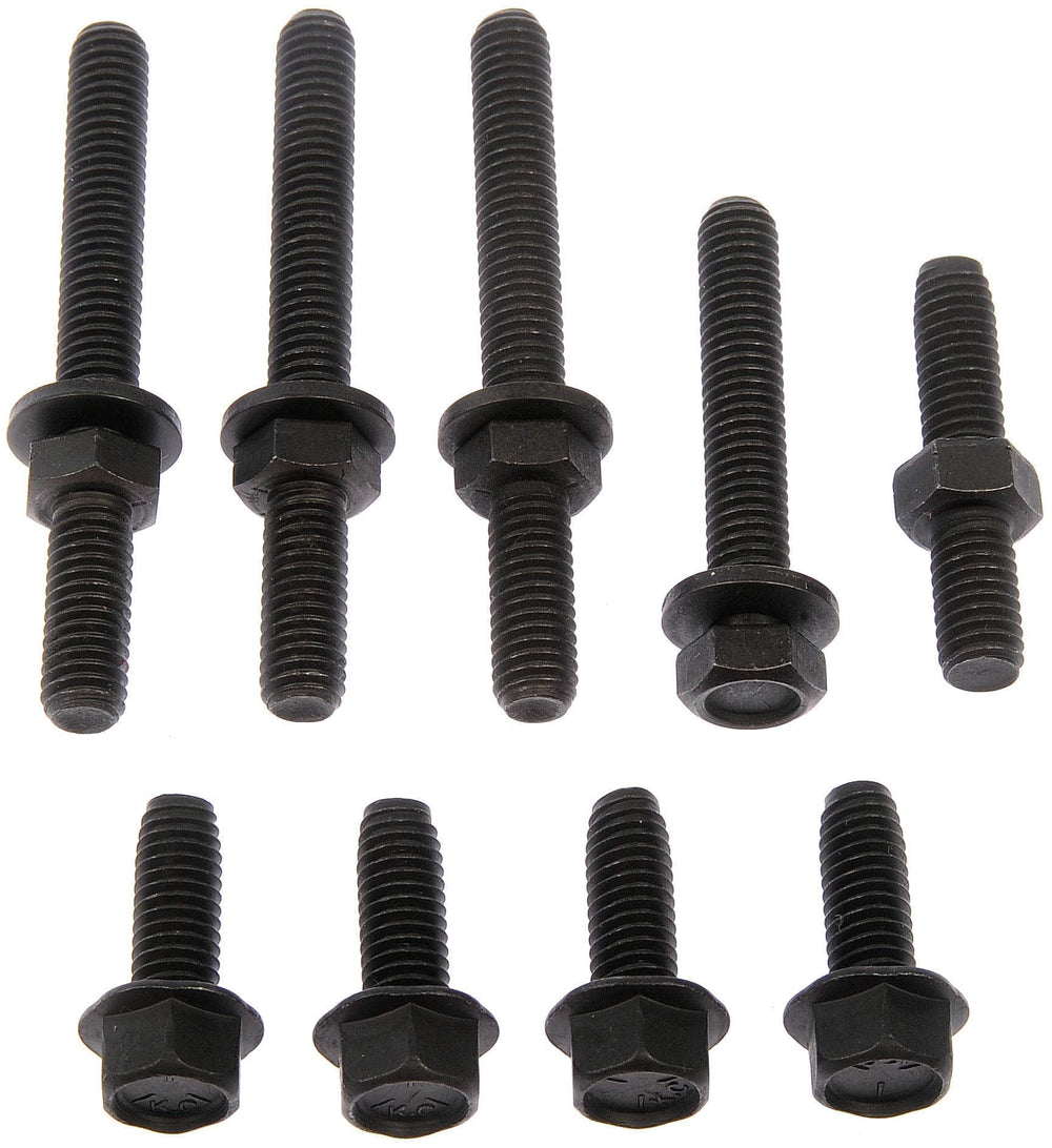 Dorman exhaust manifold hardware kit front view, shows components ensuring reliable fastening