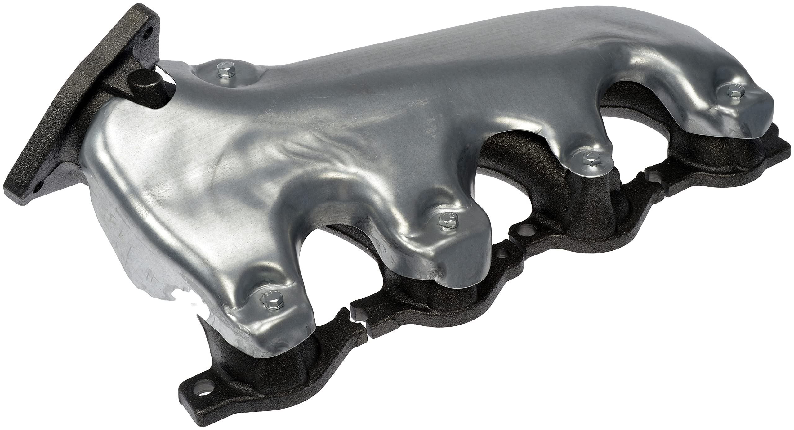Dorman manifold installed in engine bay demonstrating direct-fit benefit