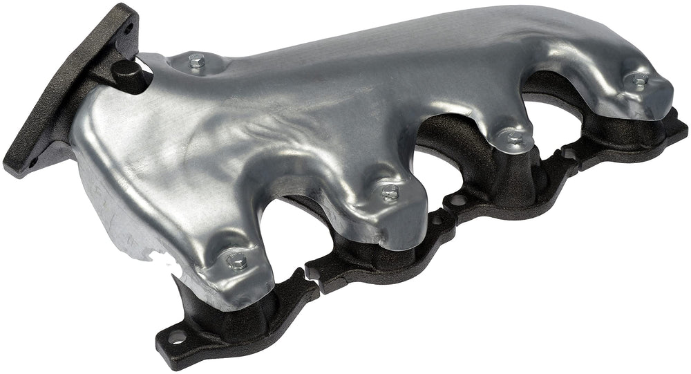 Dorman manifold installed in engine bay demonstrating direct-fit benefit