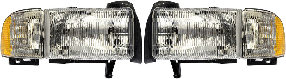 Dorman front headlight assembly frontal view showing exact fit and restored appearance