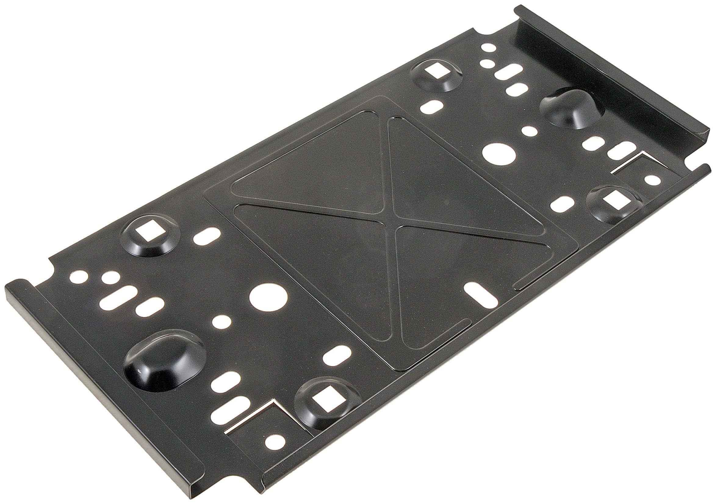 Dorman front license plate bracket front view showing fit and alignment benefit