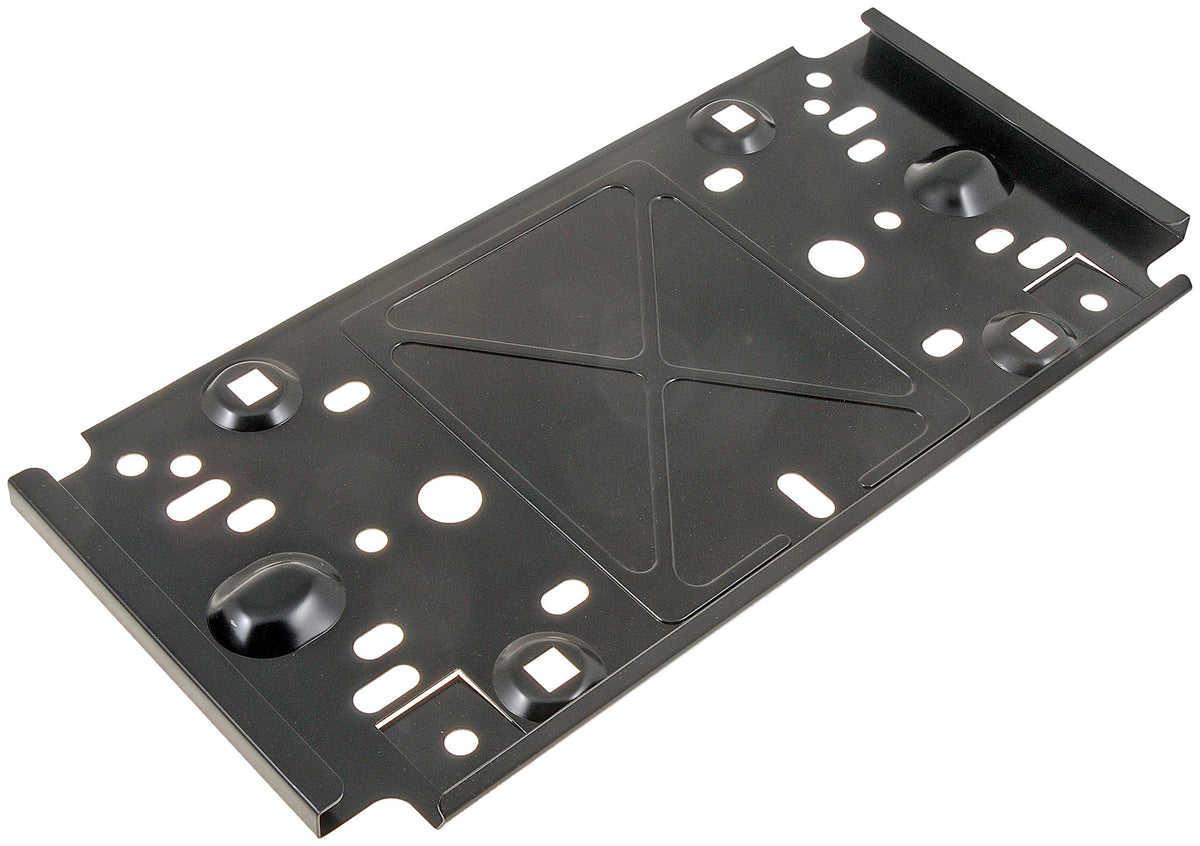 Dorman front license plate bracket front view showing fit and alignment benefit