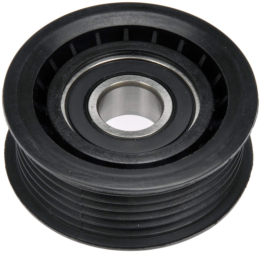 Dorman idler pulley front view showing mounting and pulley face for correct fit