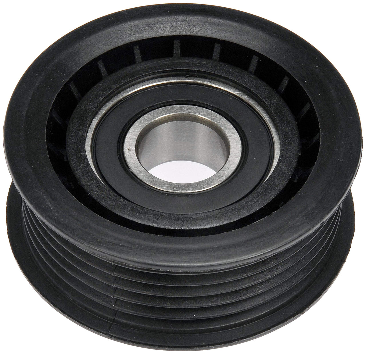 Dorman idler pulley front view showing mounting and pulley face for correct fit