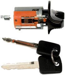 Dorman ignition lock cylinder beside ruler for scale and clear fitment verification