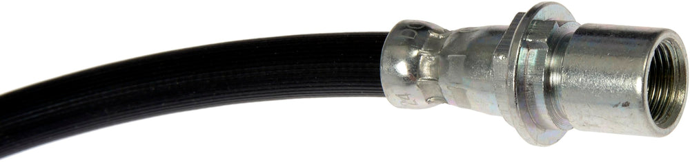 Dorman hose installed on brake assembly showing correct fit and improved reliability benefit