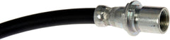 Dorman hose installed on brake assembly showing correct fit and improved reliability benefit