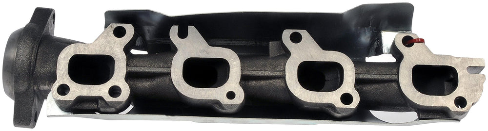 Dorman manifold installed in Ram engine bay demonstrating correct alignment benefit
