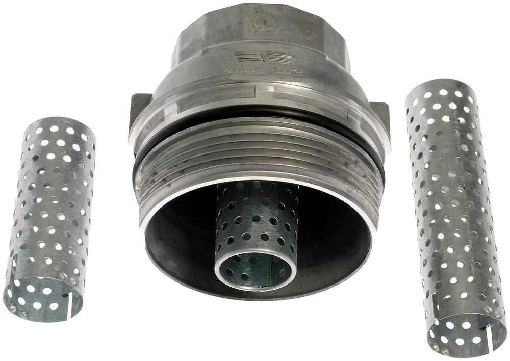 Dorman oil filter cap packaging and label showing part number for correct selection