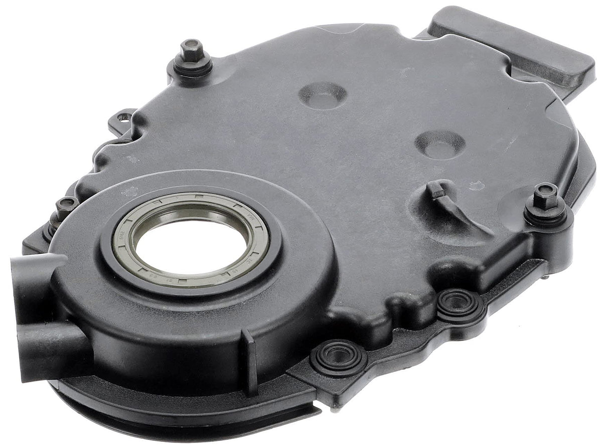 Dorman timing cover front view showing bolt locations for correct fit