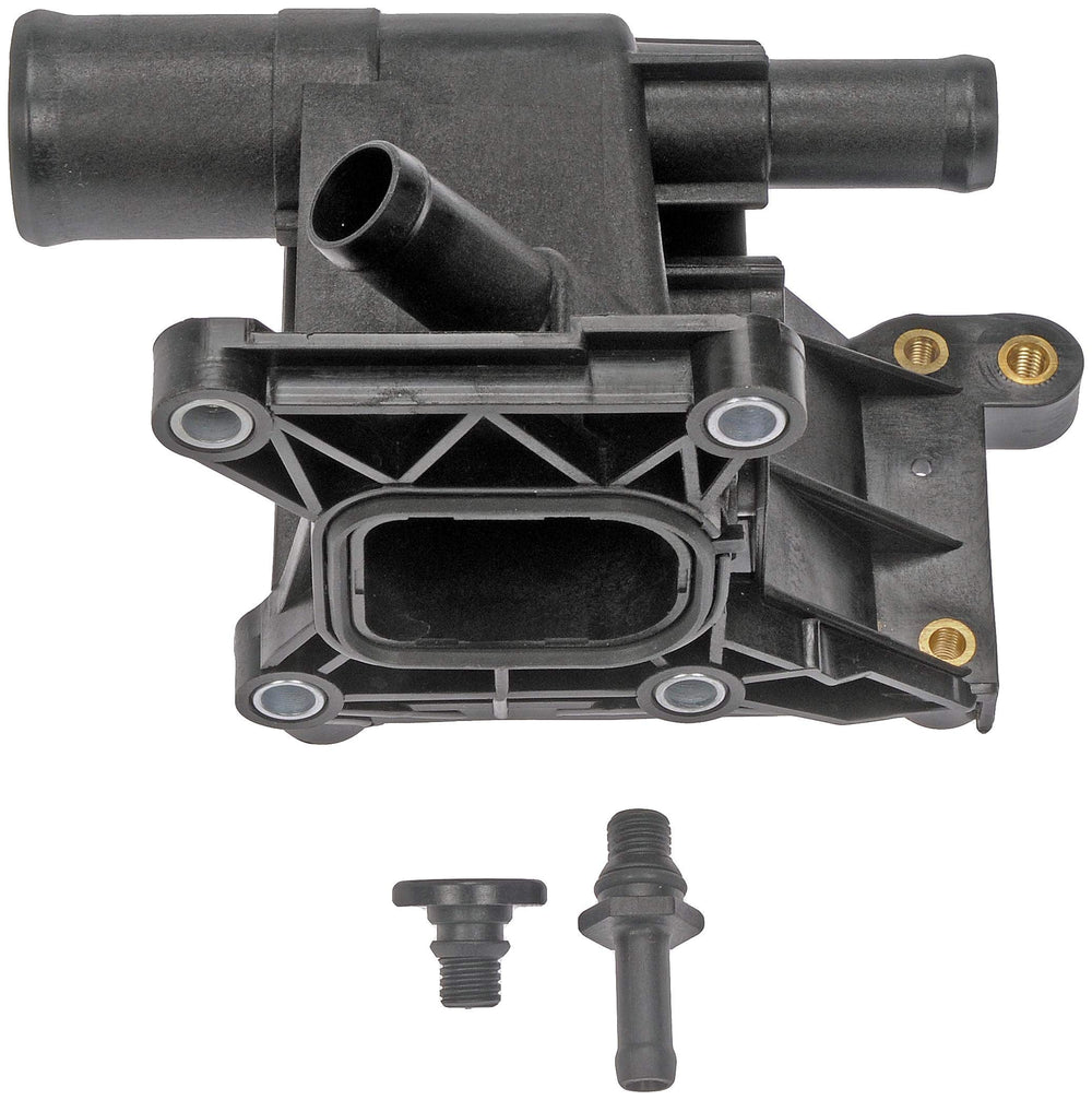Dorman water outlet installed in engine bay showing correct fit and easy replacement