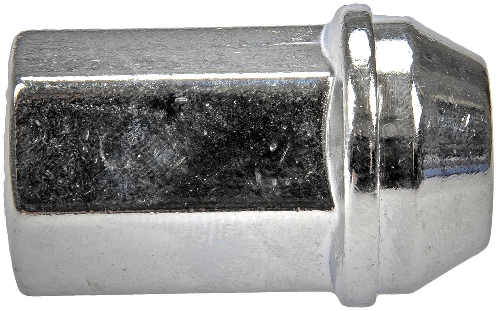 Dorman wheel nut installed on vehicle wheel, demonstrating easier removal and serviceability
