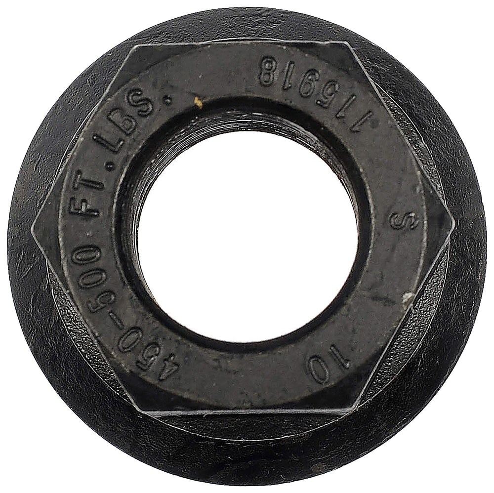 Dorman wheel nut 10-pack next to ruler showing scale and workshop-ready packaging