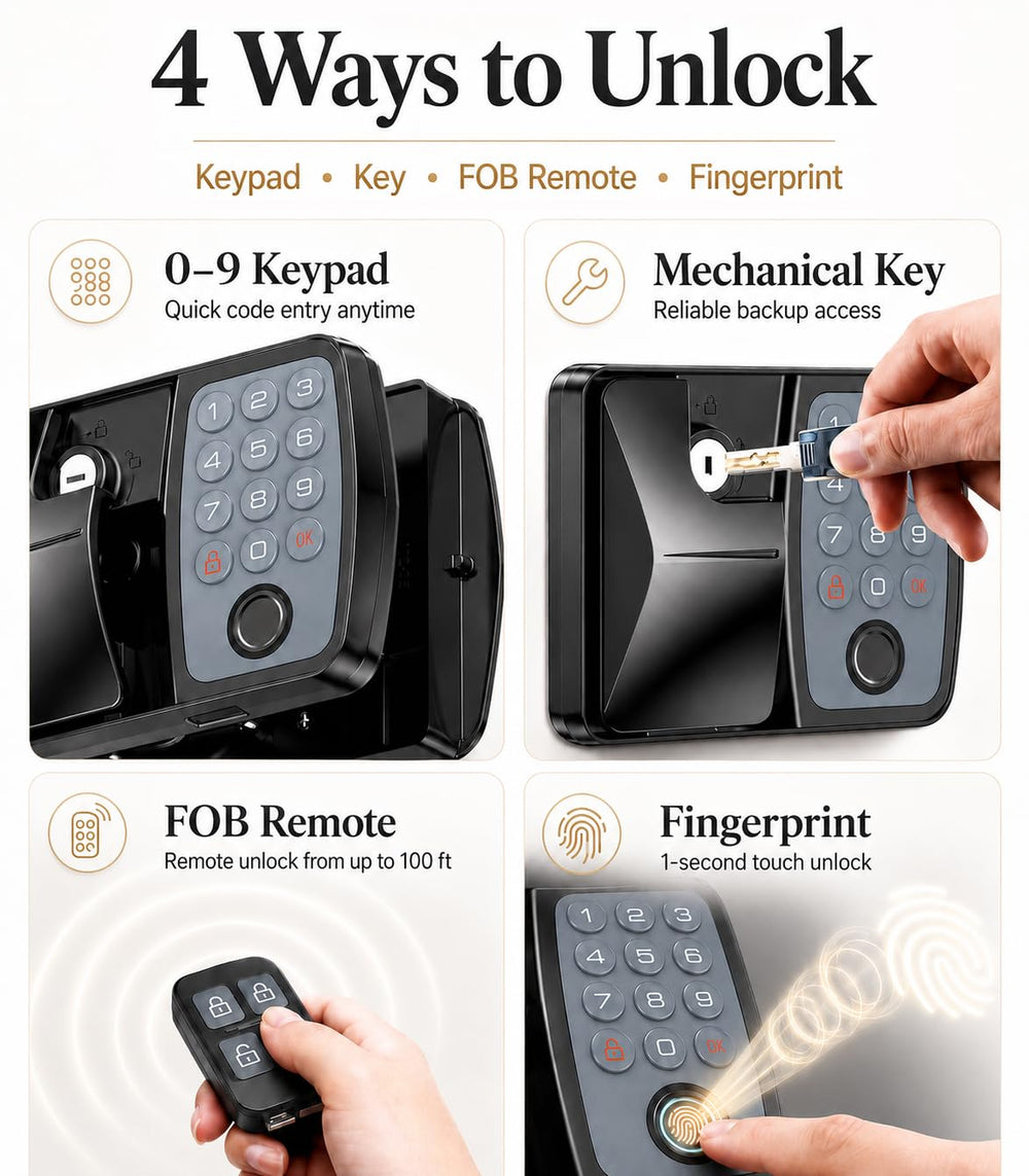 DORWAN fingerprint sensor close-up demonstrating one-second unlock speed