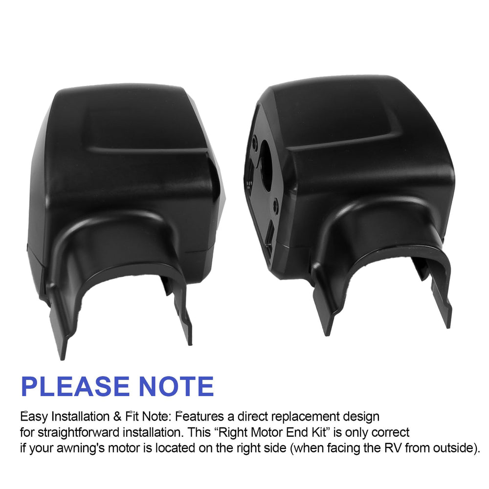 doufuhua end cap on RV exterior showing weather protection benefit