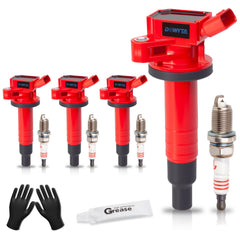 DOWYTA front packaging showing complete coil and spark plug set, reliable replacement