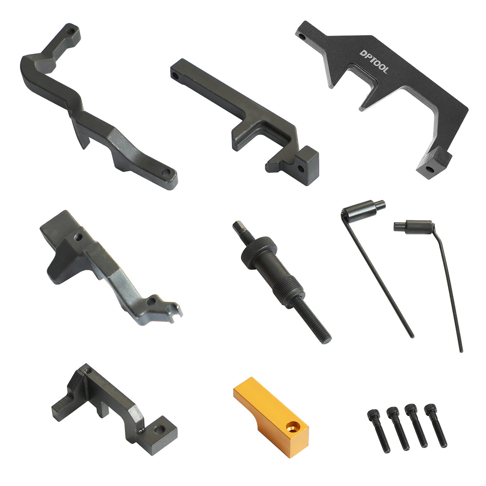 DPTOOL camshaft locking pin positioned on engine showing secure alignment benefit