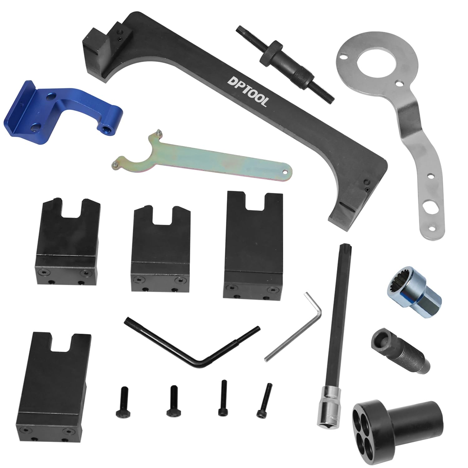DPTOOL camshaft locking tool closeup securing camshafts to protect valves