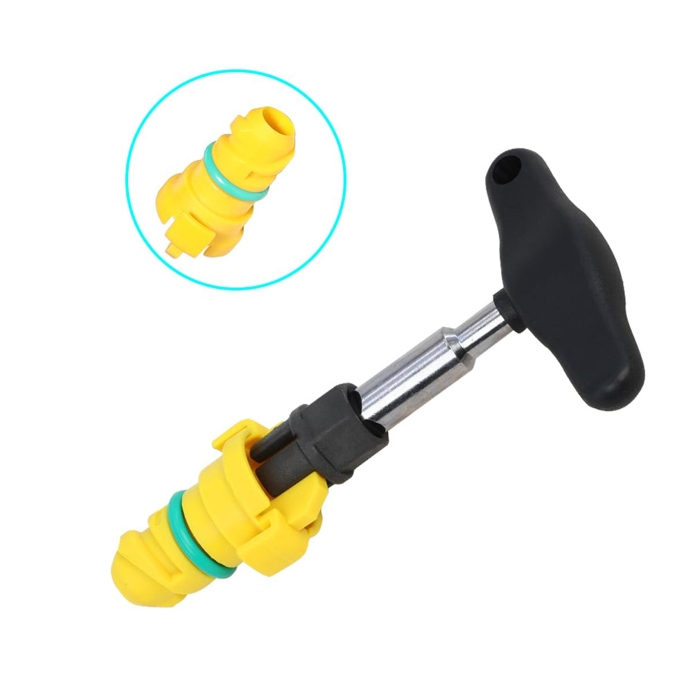 DPTOOL oil drain plug installed under a Ford vehicle demonstrating secure fit and protection