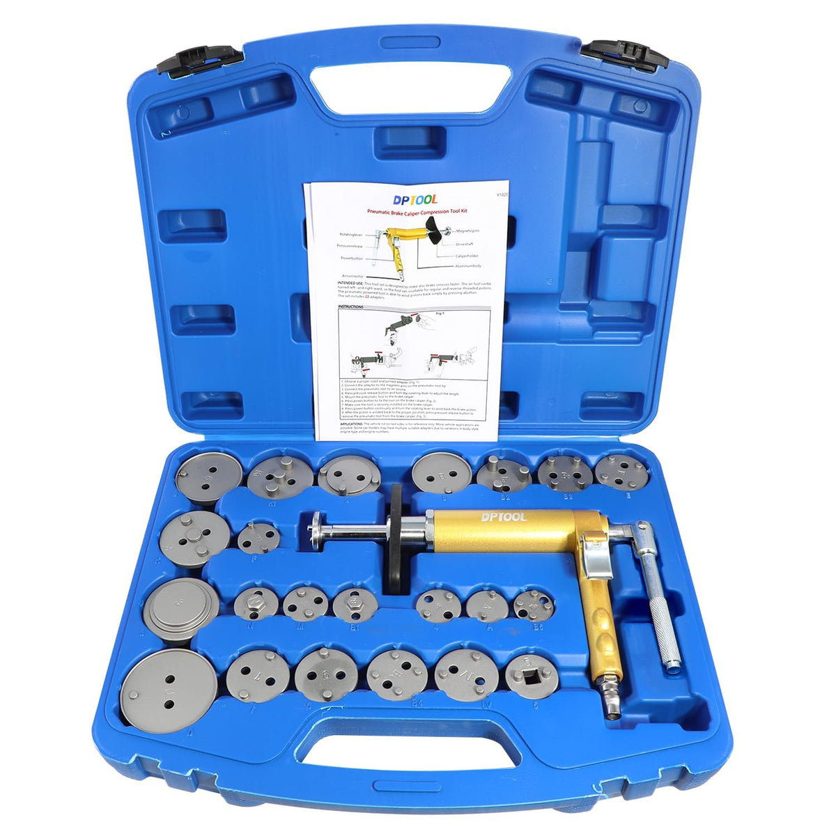DPTOOL pneumatic pump front view showing durable build and quick operation