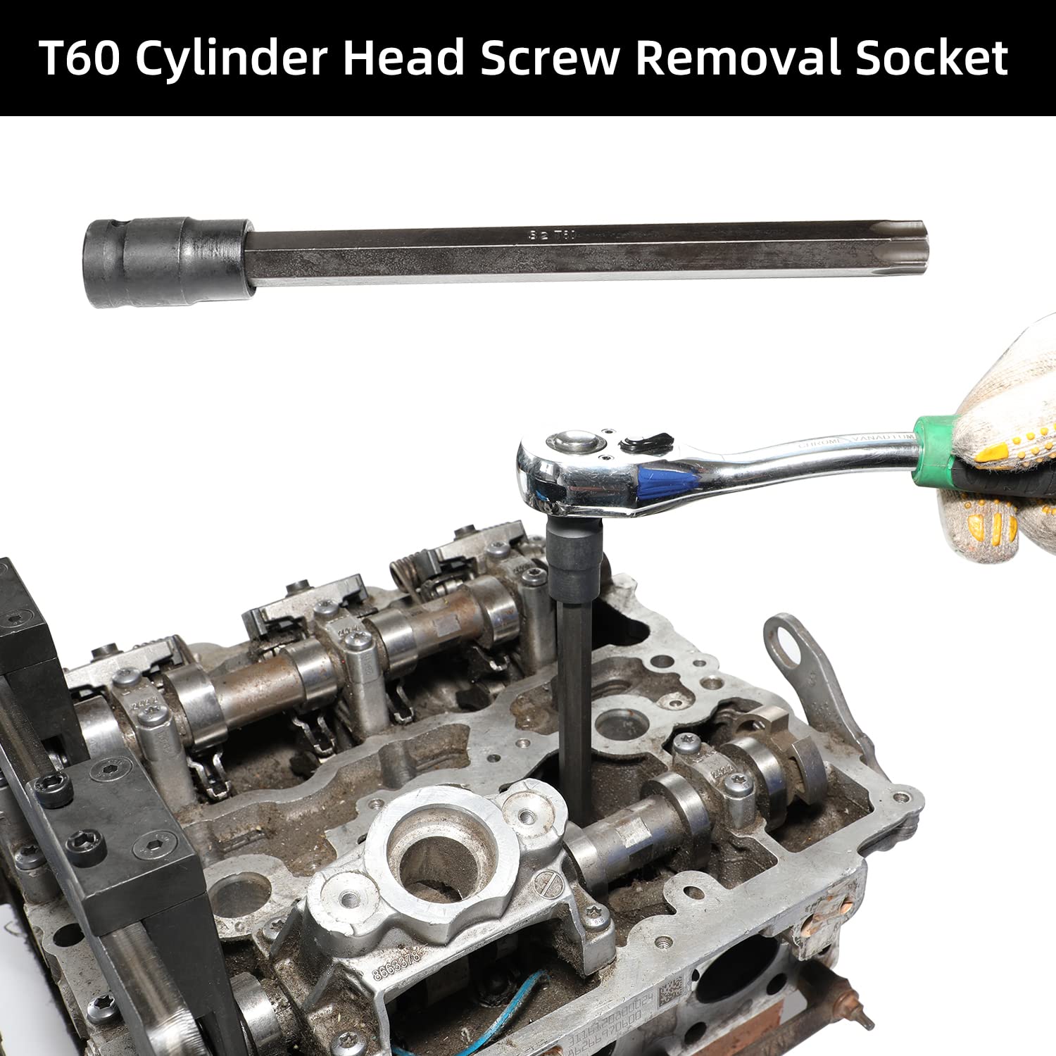 DPTOOL T60 socket and fastener enabling safe cylinder-head screw removal