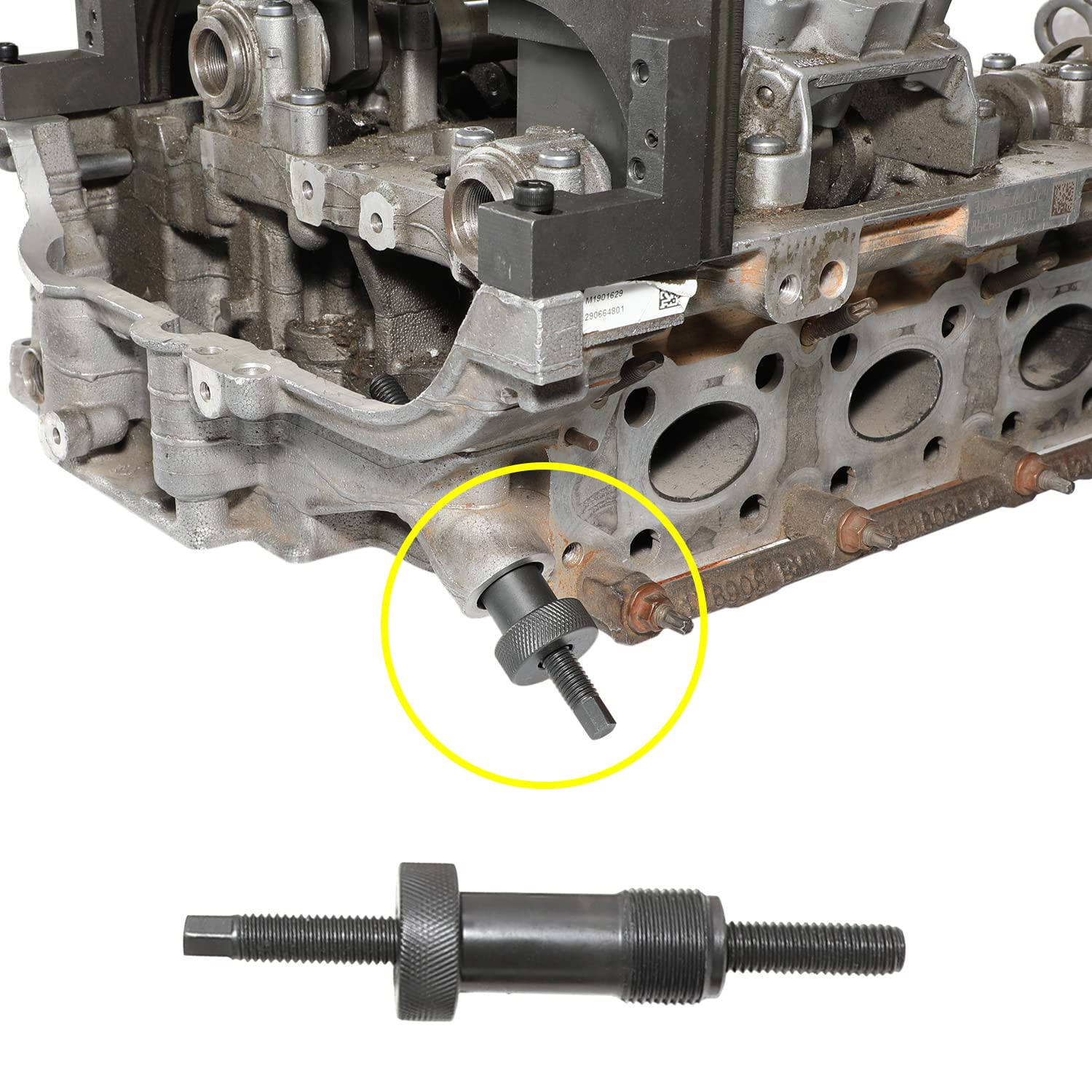 DPTOOL Vanos solenoid wrench in use removing solenoid without damage