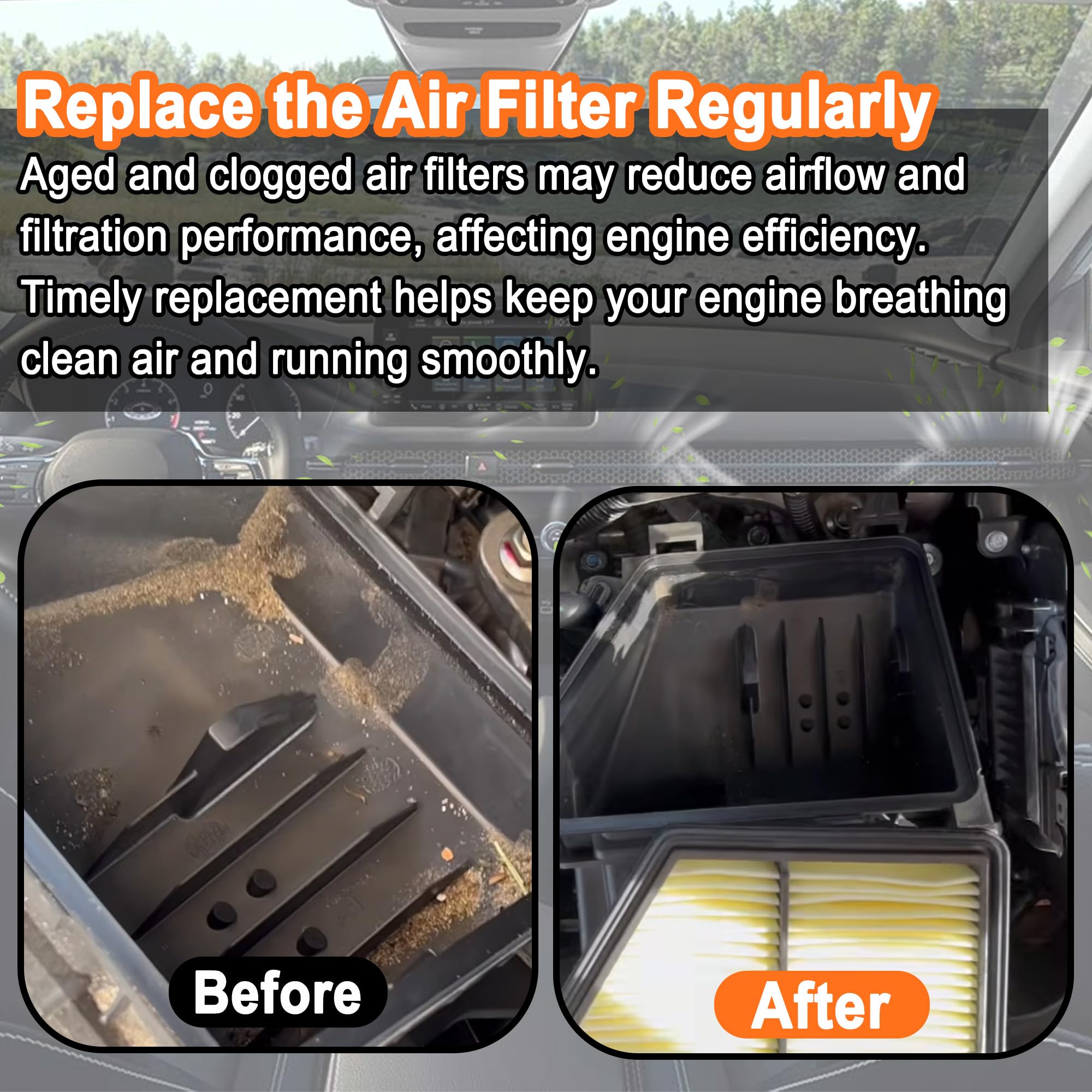 DR DRACLISS engine filter installed in intake housing illustrating easy replacement benefit