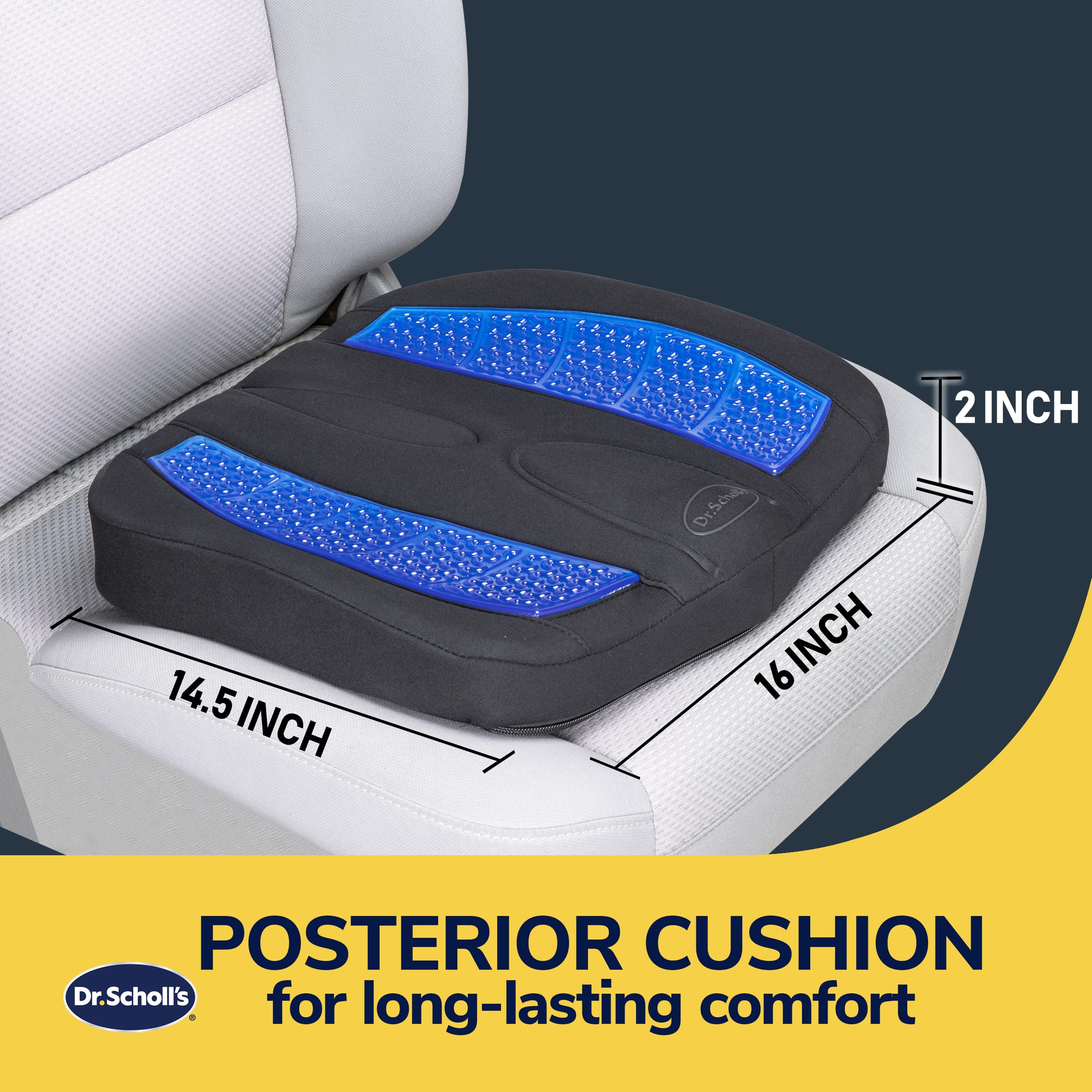 Dr. Scholl's anti-slip backing detail keeping cushion stable on seats