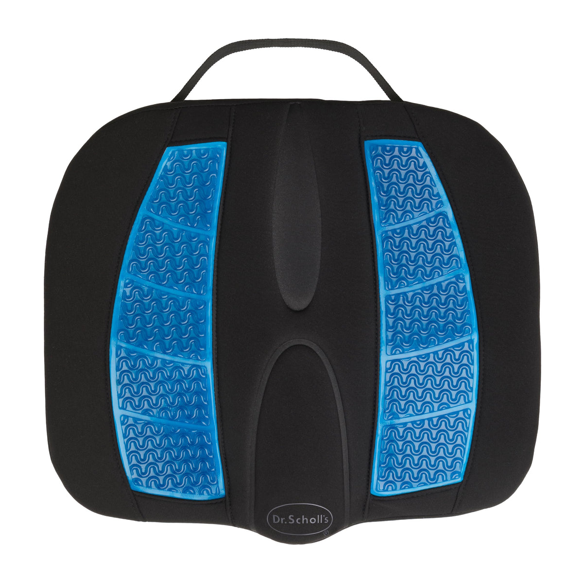Dr. Scholl's front view of posterior cushion showing ergonomic contour and comfort