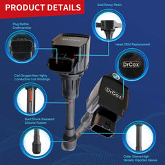 DrCax ignition coil connector detail showing OE-style plug for easy install