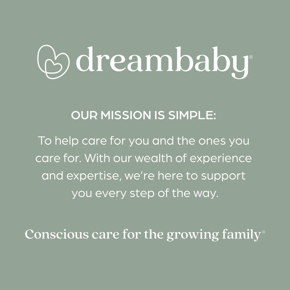 Dreambaby label and wipe-clean material close-up for quick maintenance