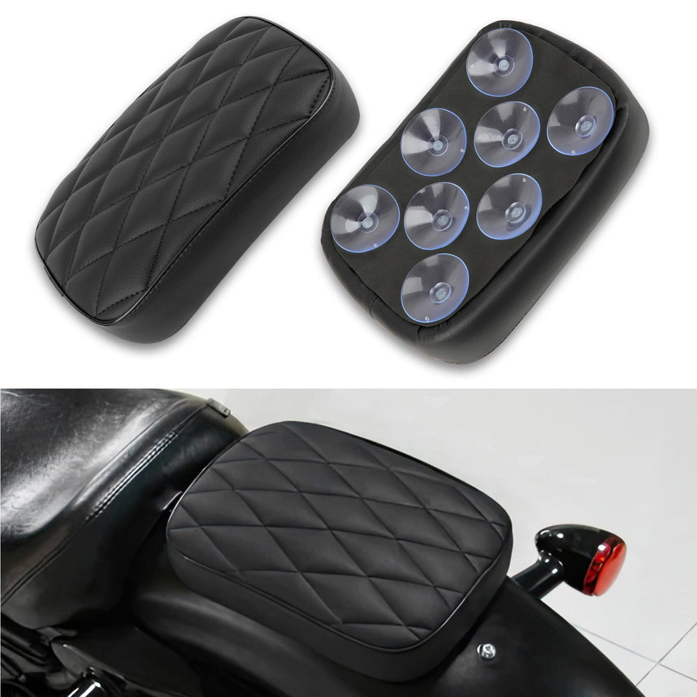 DREAMIZER front profile of Black Diamond pillion pad showing compact rectangular cushion for added passenger comfort