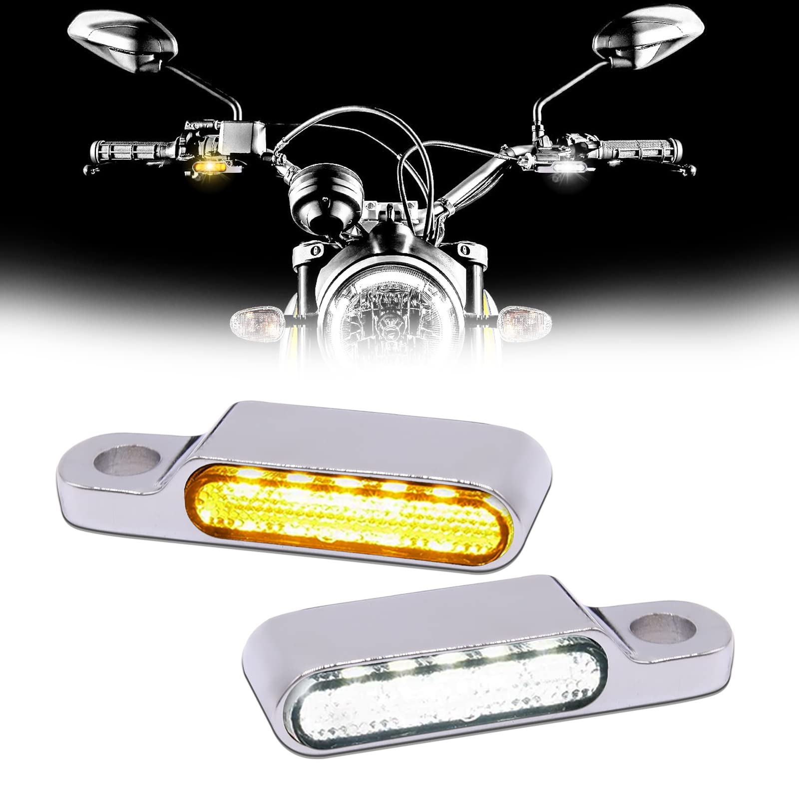 DREAMIZER front view chrome mini blinker showing compact profile and styling benefit