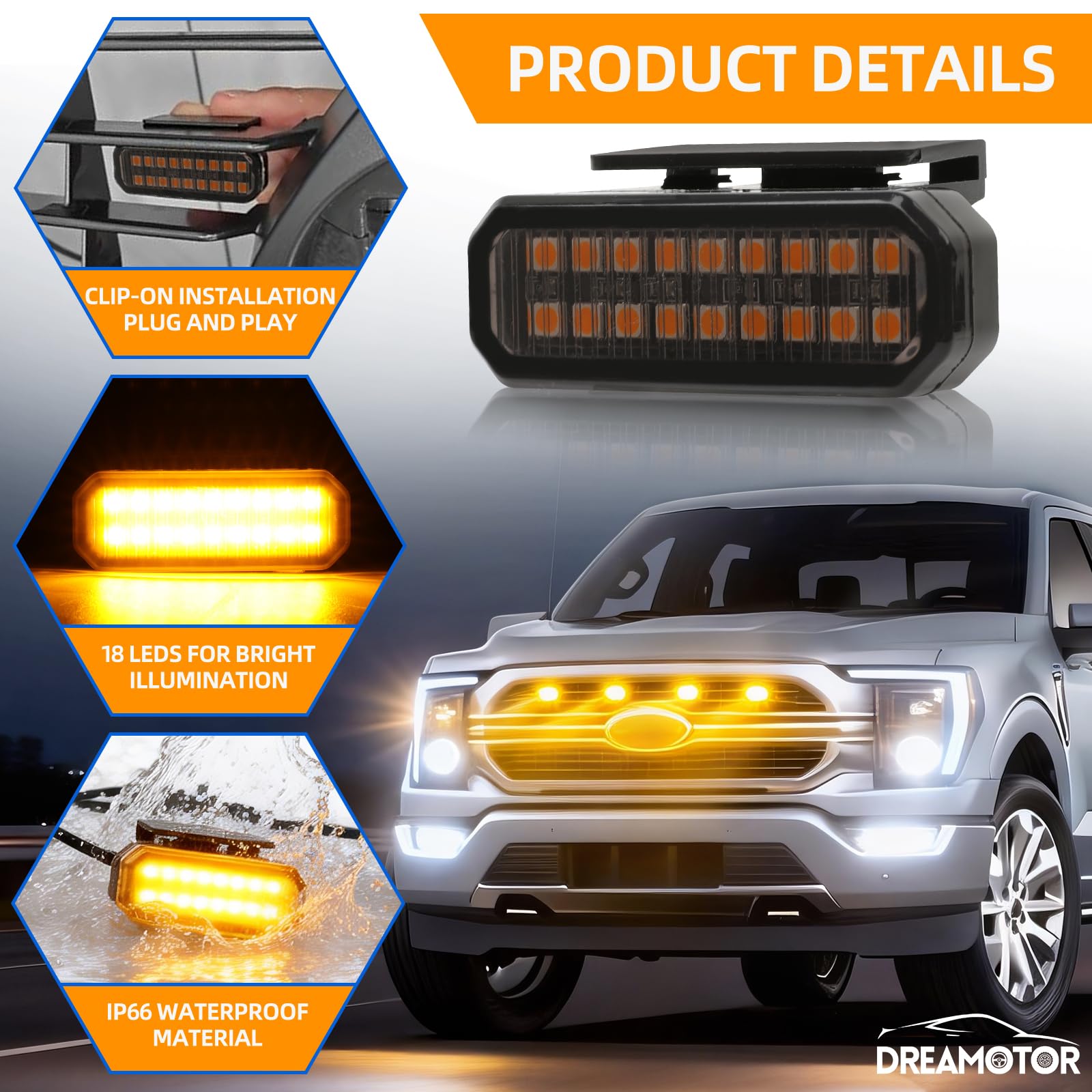 DREAMOTOR close-up of LED array highlighting brightness and build quality