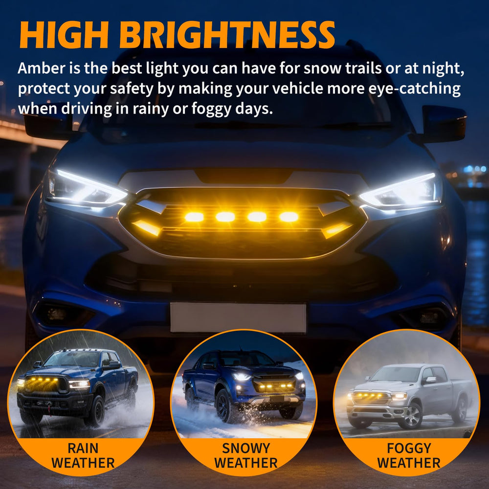 DREAMOTOR installed at night with amber glow improving front-end visibility