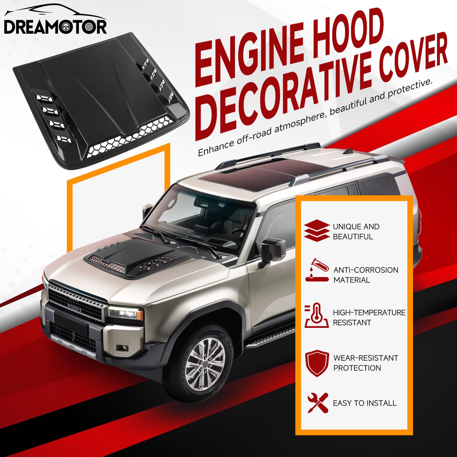 DREAMOTOR installed on pickup truck enhancing rugged look and engine airflow